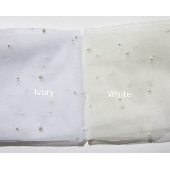 Pearl Wedding Bridal Veil with Comb-Cut Edge Long Chapel Length - Picture 4 of 8